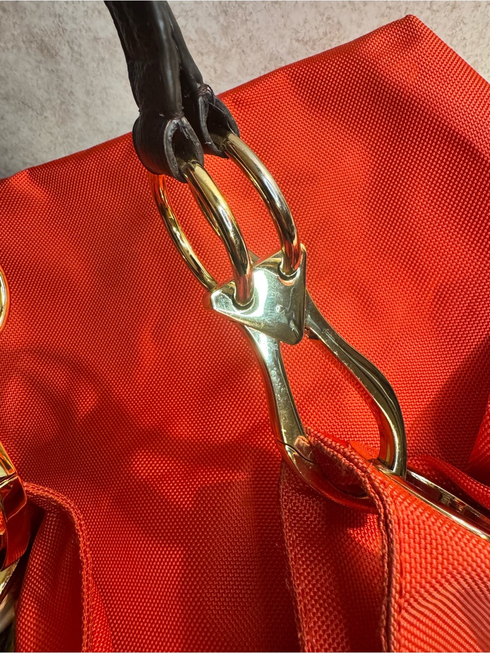 JPK Paris Salmon/ Orange Shoulder Tote Bag with leather Handle. - Picture 13 of 13